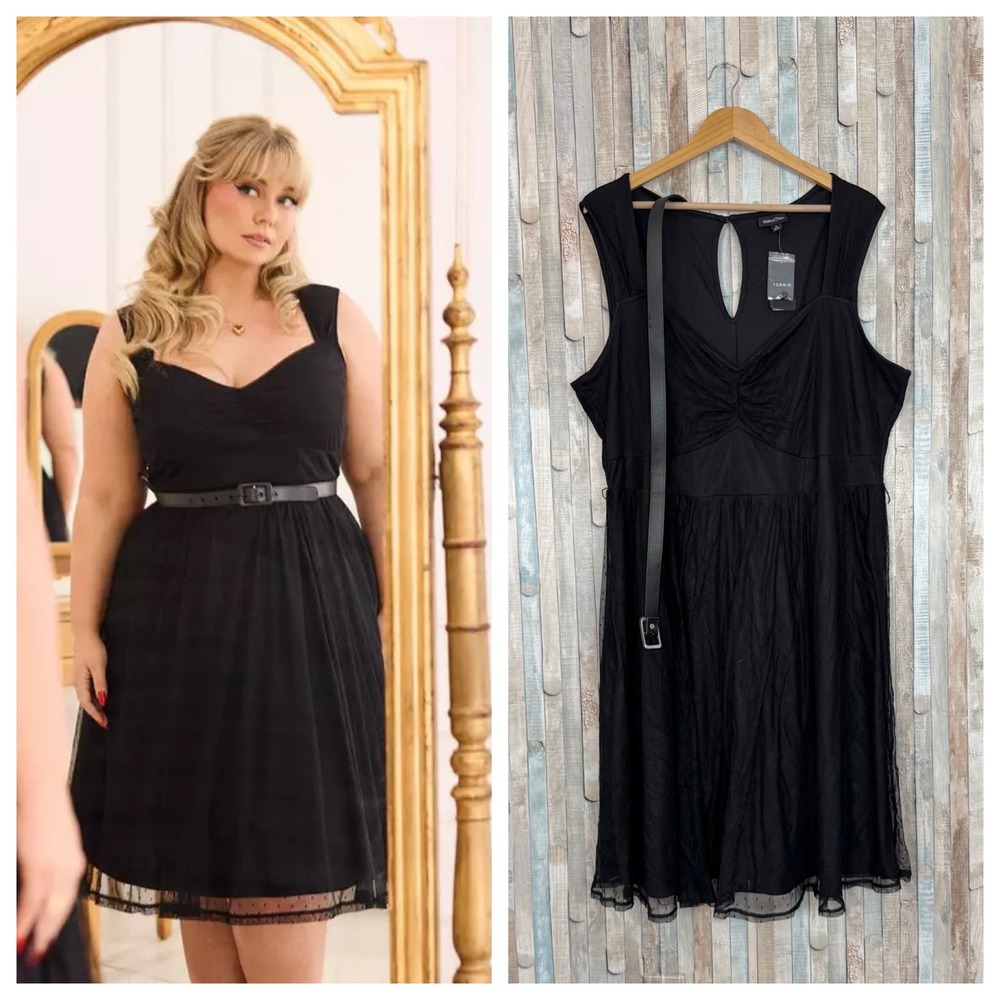 New Torrid Retro Chic Swiss Dot Mesh Knee-Length Sweetheart Dress Pin Up 3 3X